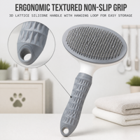 Brosse de toilettage pour animaux de compagnie à nettoyage automatique - Brosse anti-poils à une touche pour chiens et chats