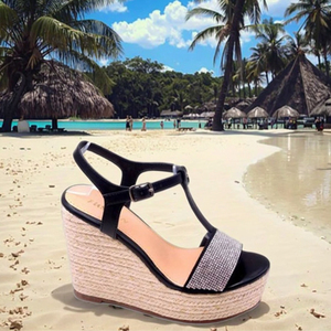 Women's Shoes New Styles Heel Shiny Strap Sandals <strong>with</strong> <strong>Wedge</strong> <strong>Platform</strong> for Moms - Product Image 3