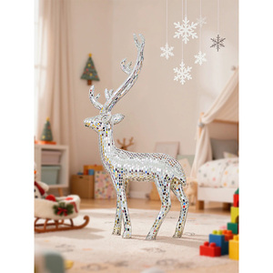 Custom Mirror Mosaic Resin <b>Reindeer</b> Statue for <b>Christmas</b> Hotel and Retail Display - Product Image 4