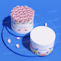 Bouquet en daim roses de velours, ruban rond pour la saint-valentin, emballage de boite à fleurs de luxe, pour la fête des mères