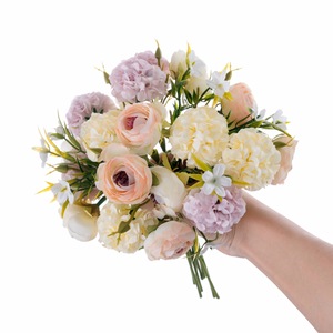 Bouquet de fleurs artificielles Leling Lulian Ruyi rose, blanc, violet, décoration de mariage, tissu tissé MW83519 - Product Image 2