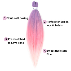 26 Inches Prestretched Braiding Hair Ombre Purple to <strong>Pink</strong> Pre Stretched <strong>Braids</strong> for Women Hair Extension - Product Image 2