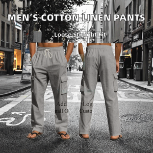 Pantalones de Lona de Algodón para Hombre de Alta Calidad al por Mayor, Estilo Vintage, Cierre con Cordón en la Cintura, Múltiples Bolsillos, Ropa de Trabajo Holgada - Product Image 2