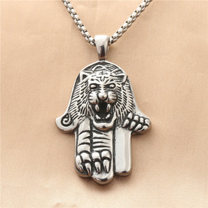 Colgante de Mano de Buda Tigre, Collar de Acero Inoxidable para Hombre, Estilo Punk Retro, Joyería de Moda con Forma de Animal 19065 - Product Image 1