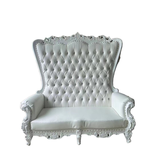 Bán buôn 2 CHỖ NGỒI sang trọng nhung Hoàng Gia Vua Ngai Vàng ghế sofa bạc & vàng cao trở lại sự kiện đám cưới & ăn uống đồ nội thất khách sạn - Product Image 1