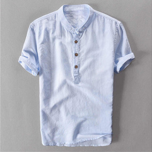 2020 nouvelle Européenne et Américaine vêtements <span class=keywords><strong>homme</strong></span> <span class=keywords><strong>col</strong></span> montant en coton chemise explosion style chemise - Product Image 4
