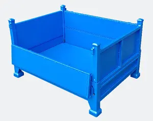 Fabrika toptan lojistik Metal çelik kutu malzeme lojistik ciro kutuları konteyner istiflenebilir Metal palet kafes saklama kutusu
