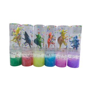Kit de slime dinosaure avec figurine T-Rex 3D et perles en mousse, jouet sensoriel non toxique pour enfants, texture extensible et transparente - Product Image 1