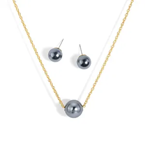 Semplice collana di perle con orecchini di perle singole da spiaggia hawaiana set di gioielli di perle da donna