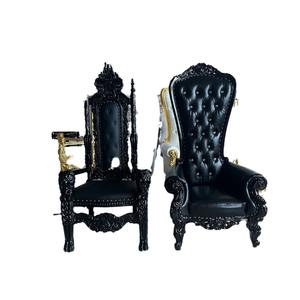 <span class=keywords><strong>Chaise</strong></span> de trône royale dorée à haut dossier, prix d'usine, sculptures sur bois, luxe, mariage, trône pour la mariée et le marié, pas cher - Product Image 6
