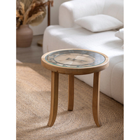 Table basse japonaise pour salon Table basse ronde en bois massif Table d'angle avec horloge