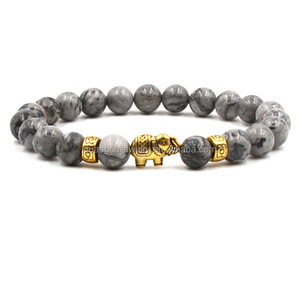 Nouveauté Bracelet pour homme fait main avec breloques en pierre naturelle volcanique, œil <span class=keywords><strong>de</strong></span> tigre et éléphant - Product Image 3