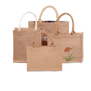 Sacs en Jute naturel réutilisable, cabas fourre-tout en lin, Logo personnalisé, sachets biodégradables, à la mode écologique, vente en gros, 50 pièces