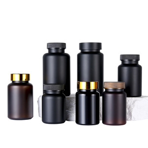 250cc nero opaco PET bocca larga integratore di plastica bottiglia di plastica bottiglia di vitamina Soft Touch bottiglia di plastica bottiglia di medicina - Product Image 1