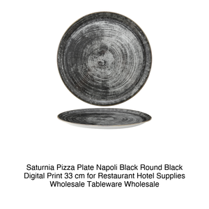 Plato para Pizza Saturnia Napoli Negro Redondo con Impresión Digital de 33 cm para Restaurante, Hotel, Suministros al por Mayor, Vajilla al por Mayor - Product Image 2