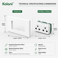Prise murale universelle 6 trous, double sortie 120A, 16A 250V, encastrée avec obturateur de sécurité, panneau modulaire à câblage rapide pour hôtel
