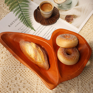 Wooden Serving <b>Tray</b> Bamboo Compartmentalized Fruit Platter Simple Style Home Desktop <b>Storage</b> - Product Image 1