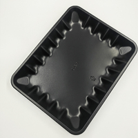 Barquette en plastique noir jetable, recyclable, pour l'emballage des aliments frais, pour supermarchés, bœuf, steak, poisson, volaille