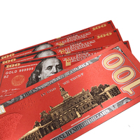Billet de 100 dollars américain en or rouge spécial, argent cadeau pour souvenir, argent de jeu pour le plaisir, monnaie dorée