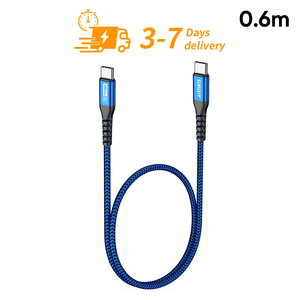 Câble USB C tressé en nylon SUNGUY 0,6 m certifié CE, prêt à être expédié, charge rapide 60W, câble de données, câble USB personnalisé - Product Image 1
