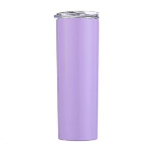 Sublimation Skinny Tumbler 20oz White Straight Stainless Steel Blank with <b>Metal</b> <b>Straw</b> and Lid - Product Image 3