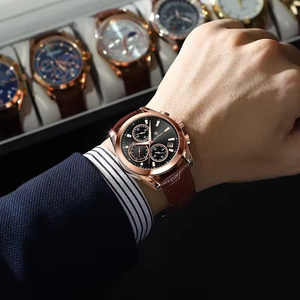 Para 626, reloj de pulsera de cristal de aleación de negocios de moda de lujo para hombres, resistente al agua, cuarzo, deporte, correa de cuero de vaca antigua - Product Image 5