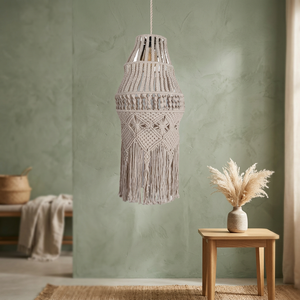 Handmade Bohemian Macrame Lampshade Custom Design Cotton Cord Hanging <b>Light</b> Eco-Friendly Home Decor Baptism Living Room Ceiling - Product Image 2