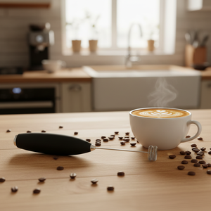 Espumador de Leche Eléctrico a Pilas, Batidora de Mano Automática Portátil de Acero Inoxidable con Soporte - Product Image 5