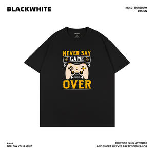 Camiseta unisex de algodón con cuello redondo, estampado de controlador de juegos negro, ropa transpirable para deportes electrónicos Q112 - Product Image 5