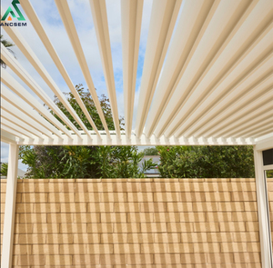 Pergola à lames orientables en aluminium de luxe ANCSEM avec cuisine extérieure, barbecue, cadre enduit de peinture thermique imperméable pour <span class=keywords><strong>piscine</strong></span>/cour - Product Image 3