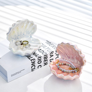 Cross-Border Simple <strong>Ceramic</strong> Shell <strong>Jewelry</strong> Storage Tray <strong>Box</strong> Geometric European Design for Desktop Room Decoration <strong>Jewelry</strong> Display - Product Image 1