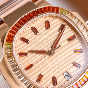 Montre haut de gamme personnalisée recommandée par le patron, avec lunette sertie de pierres précieuses, en acier inoxydable or rose, pour événements privés - Product Image 3