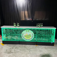 Table de bar LED, bar à domicile, cave à vin, taille personnalisable, sur pied, moderne, éclairage LED RGB, télécommande sans fil, acrylique, plastique