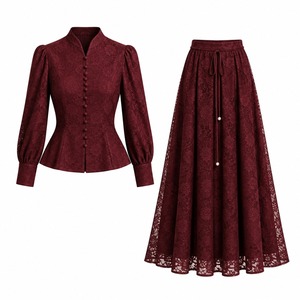 Pink Lace Mini <b>Dress</b> High Neck Puff Sleeve A-Line Fitted Casual <b>Formal</b> <b>Vintage</b> Elegant Spring Breathable Solid Color - Product Image 4
