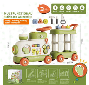 Nouveau et roman tour sur voiture jouet vert 8 roues multi-fonction équitation marcheur avec <span class=keywords><strong>banc</strong></span> d'outils pour bébé - Product Image 2