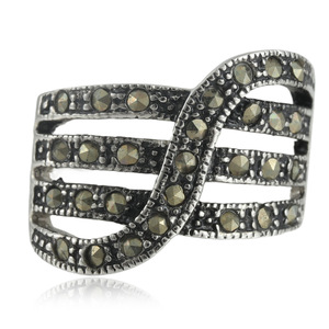 Anillo geométrico de plata tibetana con piedras preciosas, joyería de fiesta estilo punk para mujer 21056 - Product Image 1