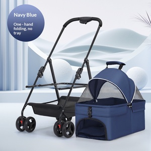 Poussette pour animaux de compagnie en métal légère, pliable et détachable, grand espace, pour s'asseoir, s'allonger et se reposer, convient à deux petits chiens ou un <span class=keywords><strong>chien</strong></span> de taille moyenne - Product Image 4