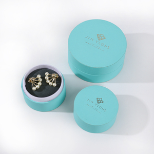 Boîte à bijoux ronde rigide en papier personnalisée avec impression de logo, fournie directement par l'usine, pour emballage cadeau de bagues, colliers et bracelets - Product Image 1