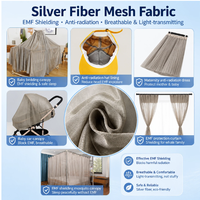 Tissu en tulle tricoté sur mesure en fibre d'argent, maille Faraday conductrice en argent tricoté pour la protection RF/EMF en maternité