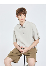 Verano nuevo diseño Unisex algodón poliéster moda Polo manga corta Camiseta Casual puló<span class=keywords><strong>ver</strong></span> media cremallera camisetas de hombre - Product Image 2