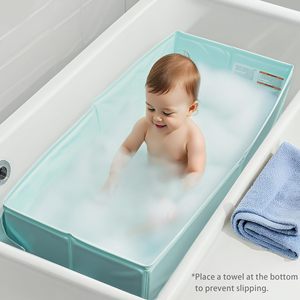 Bañera Plegable para Bebés Bella's Friends, Bañera Portátil Cuadrada Grande de PVC para Bebés de 0 a 12 Meses - Product Image 2