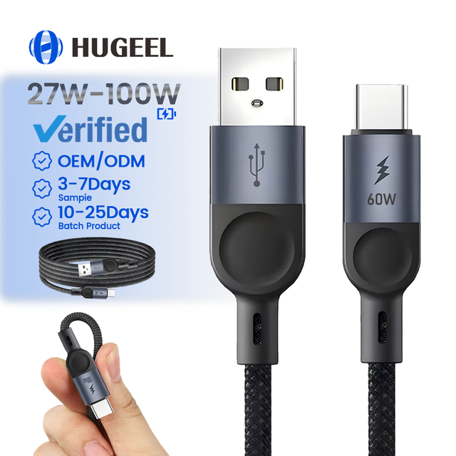 60W 65W 100W USB-C to Type-C Fast Charging Cable with Braid Shielding Pure Copper Conductor for iPhone 11/12/13/14/X