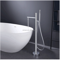 Robinet de baignoire sur pieds en laiton chromé pour baignoire autoportante, style contemporain