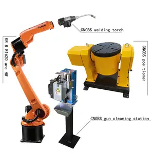 Brazo de robot KUKA de alta precisión, brazo robótico de soldadura KR 8 R1620 de 6 ejes con posicionador de soldadura CNGBS para aplicación de robot de soldadura