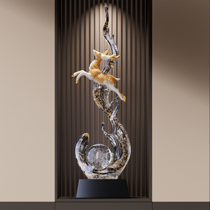 Sculpture de cerf en cristal Feng Shui, statue d'art en résine de luxe pour l'entrée, le salon, le meuble TV, la niche murale, décoration - Product Image 4