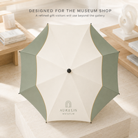 Parapluie de golf personnalisé imprimé pour musée, semi-automatique, fermeture manuelle, coupe-vent, avec cadre en fibre de verre, tissu pongé imperméable, 30 pouces