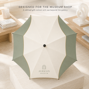 Parapluie de golf personnalisé imprimé pour musée, semi-automatique, fermeture manuelle, coupe-vent, avec cadre en fibre de verre, tissu pongé imperméable, 30 pouces - Product Image 2