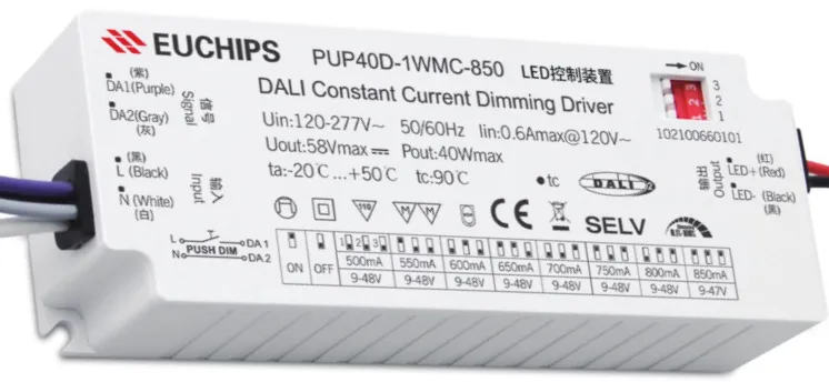 Global Voltage Range Input LED Panel Light 40W Led Dali Driver Push Dim DALI 2 Dimmable Led Driver