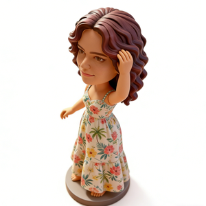 Figura Coleccionable Personalizada de Resina con Cabeza Oscilante, Estilo Veraniego, Vestido Tropical, Regalo Personalizado - Product Image 4