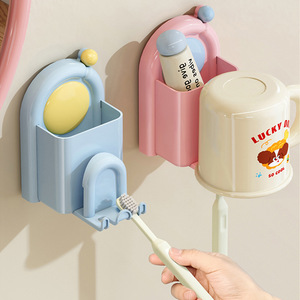 Toothbrush And Toothpaste Cup Holder Wall Mounted Storage Rack No Drilling Required Strong Adhesion Space Saving Bathroom - Product Image 2